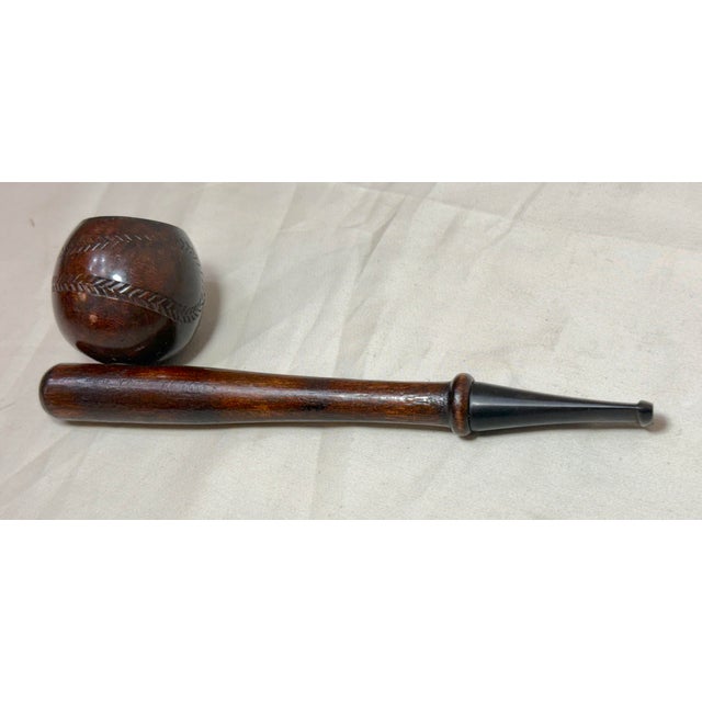 1920s Rare Antique 1920's New York Yankees Baseball Bat Hand Carved Wood Smoking Pipe For Sale - Image 5 of 12