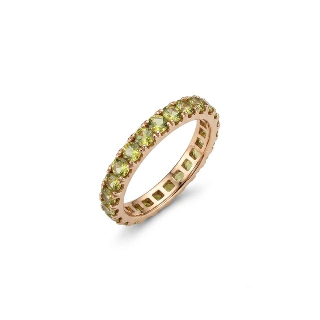Olive Natural 18k Gold Olive Green Sapphire Halo Ring With 5.92ct, New For Sale - Image 8 of 8