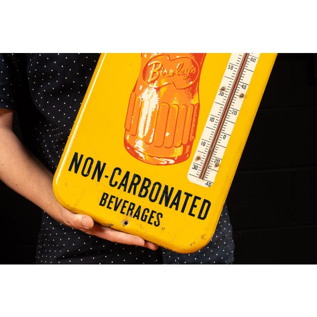 1940s Vintage Bireley's Tin Litho Advertising Thermometer For Sale - Image 5 of 6