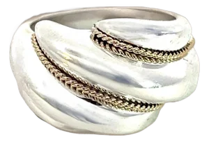 1990s Tiffany & Co Estate Shrimp Ring Size 5.25 14k Gold + Sterling Silver