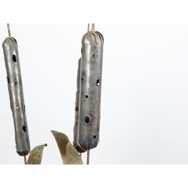 Mid 20th Century Tall French Mid 20th Century Cattail Sculpture Mounted on a Black Base For Sale - Image 5 of 10