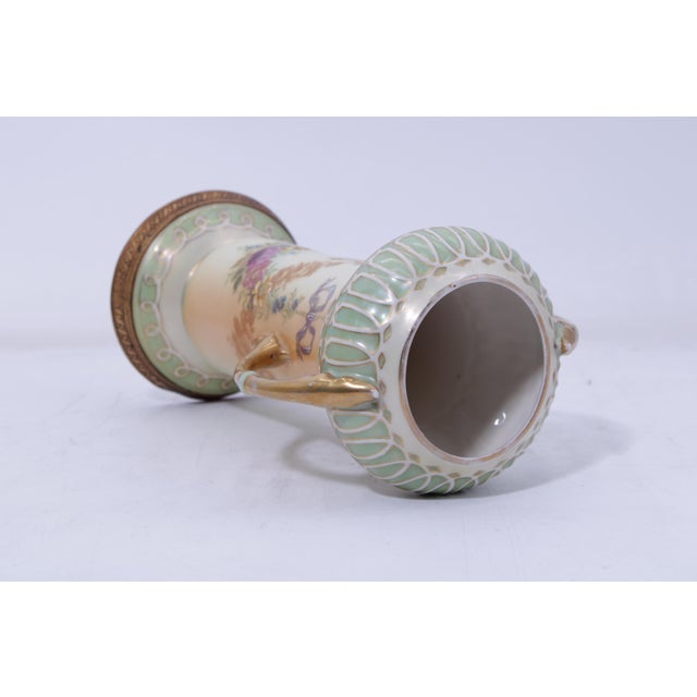 Brass 19th Century Pair Art Nouveau Art Deco Robert Hanke Porcelain Vases For Sale - Image 8 of 14