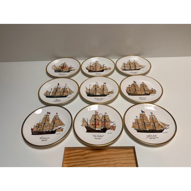 Wandteller the Ships of Discovery from Royal Worcester, 1970s, Set of 9 For Sale - Image 3 of 8