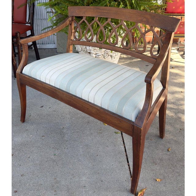 Antique Italian Neoclassical Style Spiral Back Fruitwood Settee For Sale - Image 4 of 5