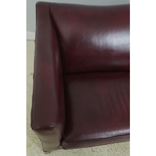 Ethan Allen Ethan Allen Burgundy Leather Modern Sofa For Sale - Image 4 of 18
