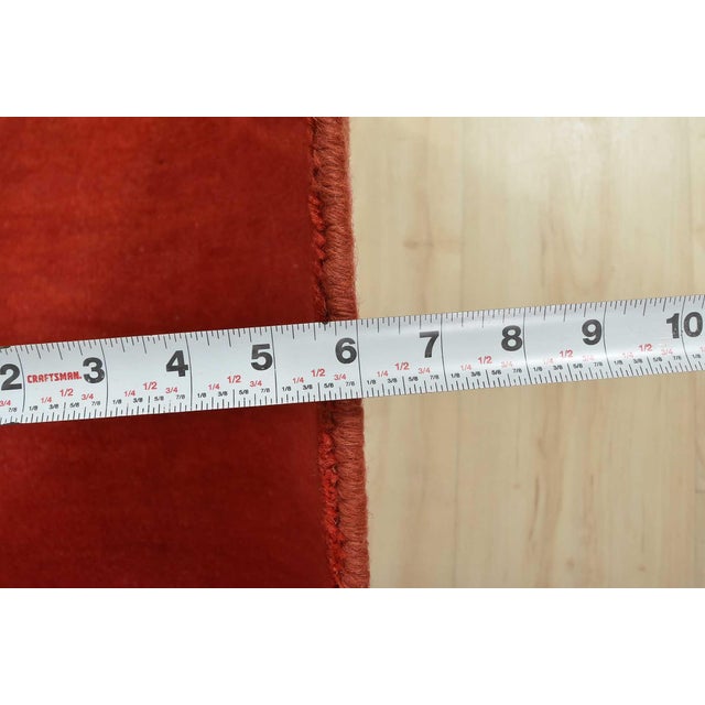 Solid Red Rug 6’3” X 10’5” Wool Contemporary Hand-Knotted Carpet For Sale - Image 11 of 13