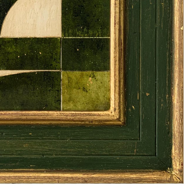 2020s Green Mid-Century Modern Inspired Collage in Vintage Painted Frame For Sale - Image 5 of 6