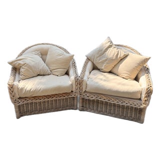 The Wicker Works Classic Large Scale Lounge Chairs For Sale