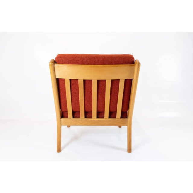 Oak and Red Wool Easy Chair by Hans J. Wegner for Getama, 1960s For Sale - Image 13 of 15