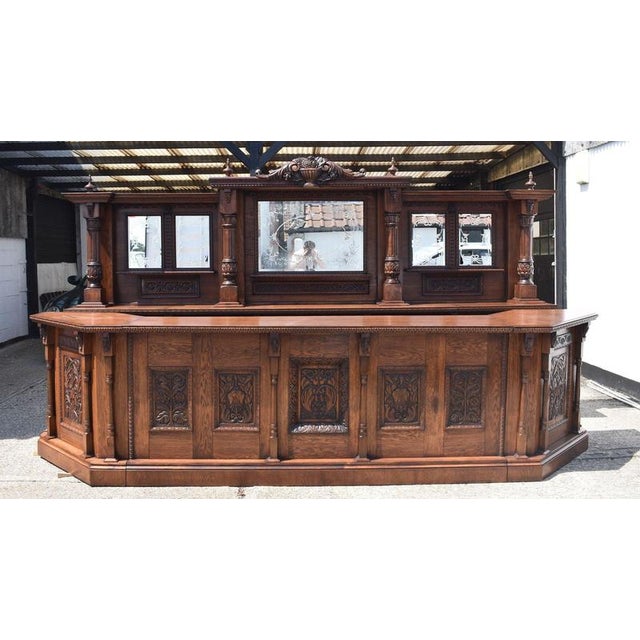 Victorian Carved Oak Front and Back Bar, 1980 For Sale - Image 3 of 18