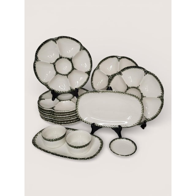 Ceramic Vintage Earthenware Oyster Service from Gien, 1960s, Set of 14 For Sale - Image 7 of 7