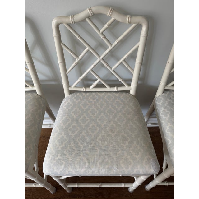 Transitional Attributed Ballard Dayna Faux Bamboo Chinese Chippendale Stools, Set of 3 For Sale - Image 3 of 8