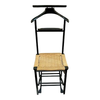 Mid 20th Century Vintage Italian Mid Century Fratelli Reguitti Style Collapsible Valet Rush Seat Chair For Sale