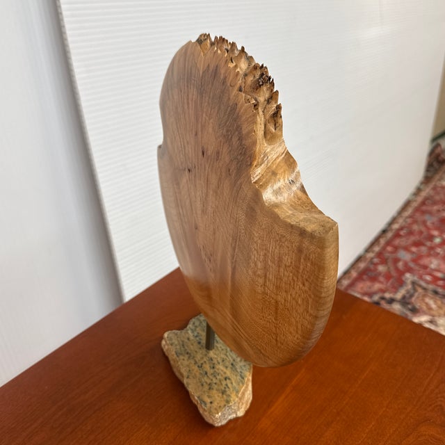 Reclaimed Live Edge Wood Sculpture + Stone Base For Sale - Image 12 of 12