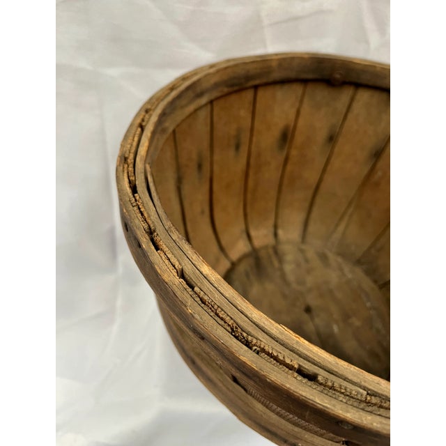 Antique Early 1900s Splint Oak Apple Gathering Basket For Sale - Image 10 of 13