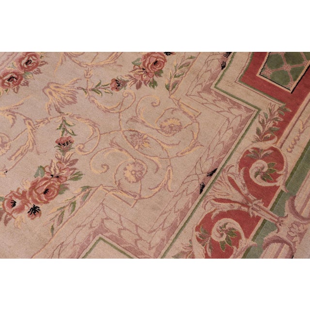 Shabby Chic Renaissance Abusson Pak-Persian Gray/Green Wool Rug - 9'0'' X 12'4'' For Sale - Image 3 of 8