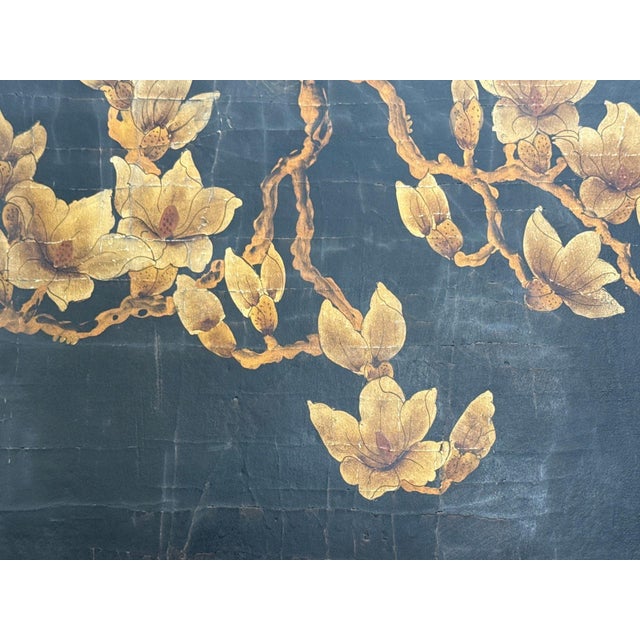 Chinese Export, Jappanned Screen, Crackle Lacquer, Gilt, Brass, China, 1960s For Sale - Image 12 of 18