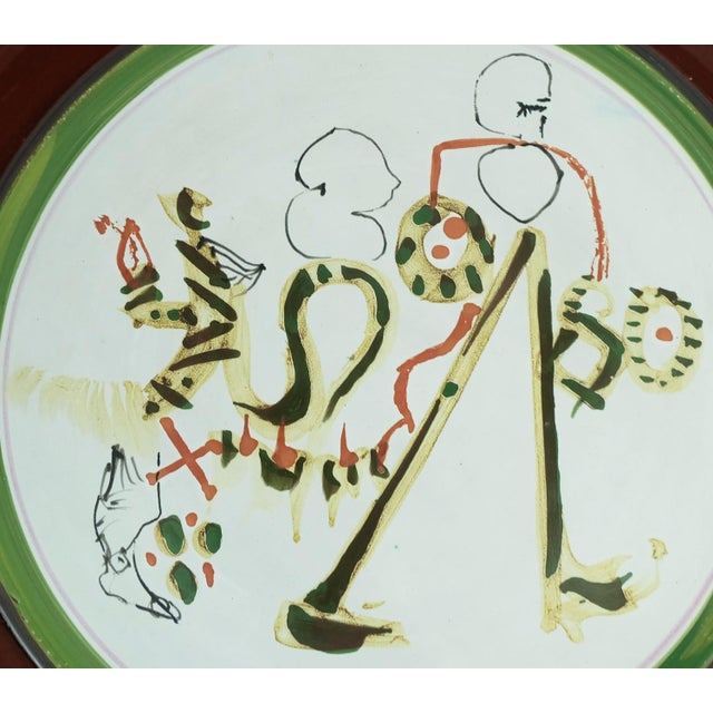 French Gilbert Portanier Ceramic Wall Plate Art Ceramic Signed Portanier 80 Vallauris, 1982 For Sale - Image 4 of 10