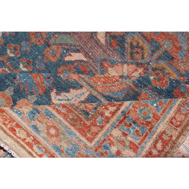 1910s Antique Malayer Long Area Rug in Blue, Rust, Green by Keivan Woven Arts For Sale - Image 5 of 12