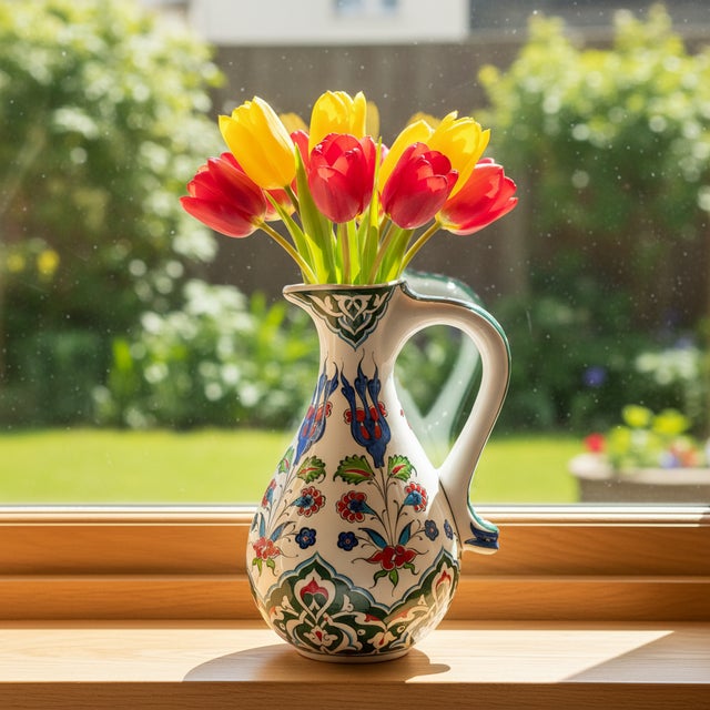 The Handmade Floral Urn: A Burst of Color Inject life and energy into your room with this 25cm Handmade Ceramic Urn Vase....