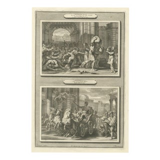 Pieter Mortier, A Lord Trampled at Samaria and the Death of Jezebel, Pieter 1700, Engraving For Sale