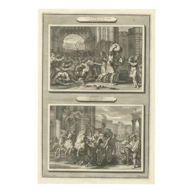 Pieter Mortier, A Lord Trampled at Samaria and the Death of Jezebel, Pieter 1700, Engraving For Sale