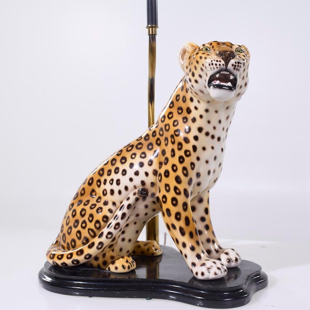 Mid Century Italian Ceramic Leopard Lamp For Sale - Image 9 of 10