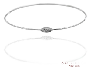 18k(750) Solid White Gold Natural Diamond Marquise Shape Bangle Bracelet