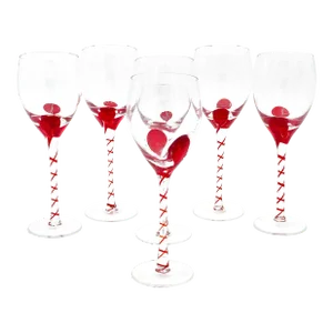 70's Groovy Art Glass Wine Goblets- Set of 6