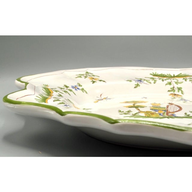 French Moustiers Large Oval Platter Hand Painted For Sale - Image 6 of 9