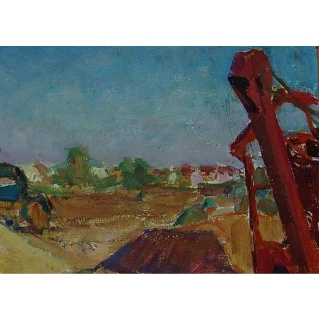 Realism Ukrainian Socialist Realism Oil Painting, Harvestwheat Field, 1970s 50-70 For Sale - Image 3 of 6