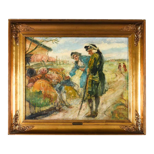 Early 20th Century Danish Modern Expressionist Painting in Fine Gilt French Empire Frame For Sale