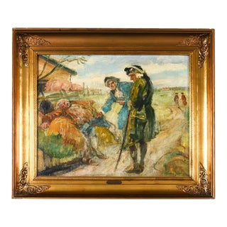Early Expressionist Painting in Fine Gilt French Empire Frame For Sale