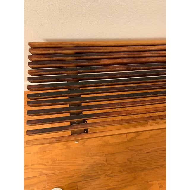 Mid Century Modern Wood Slat Bench From Nasco Yugoslavia For Sale - Image 4 of 13