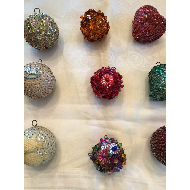 Plastic Mid 20th Century Vintage Handmade Beaded Christmas Ornaments - 12 Pieces For Sale - Image 7 of 8