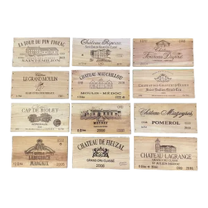Vintage French Wooden Wine Crate Box Labels, Set of 12