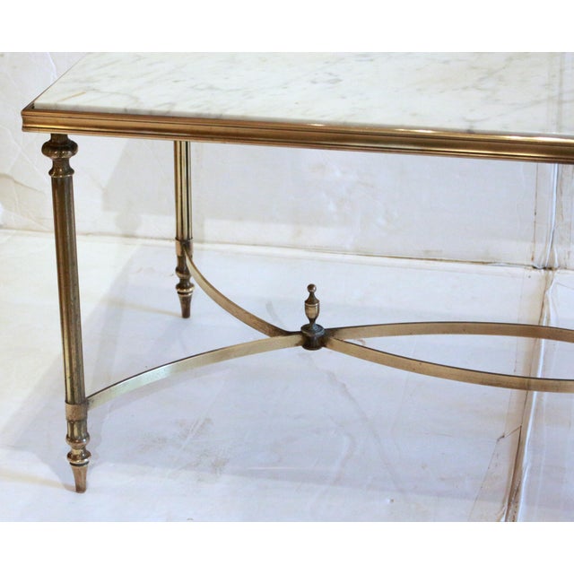 Mid-Century Modern C. 1950 French Marble & Brass Coffee Table For Sale - Image 3 of 4