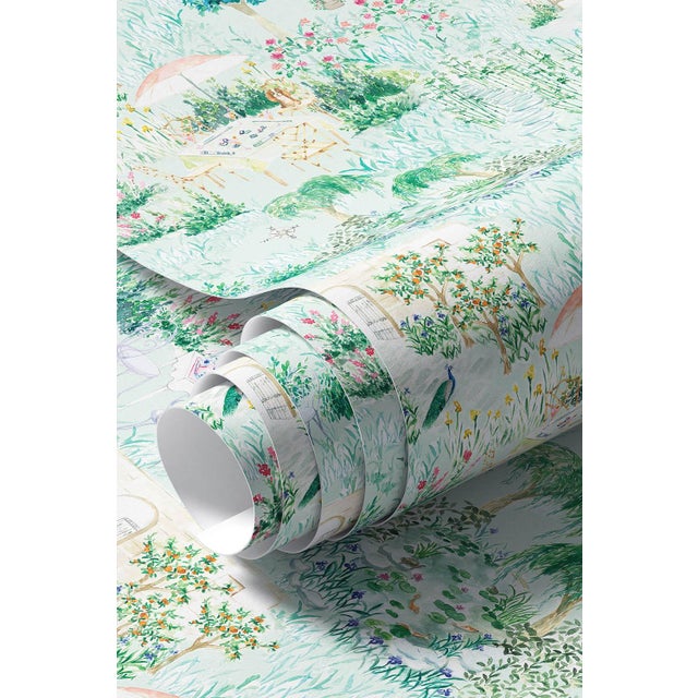Mahjong Garden Party Toile Grasscloth Wallpaper by House Party | 6 Yards For Sale - Image 9 of 9