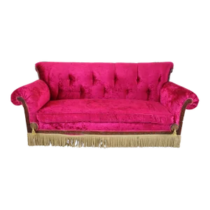 Hollywood Regency Fuchsia & Tassel Sofa