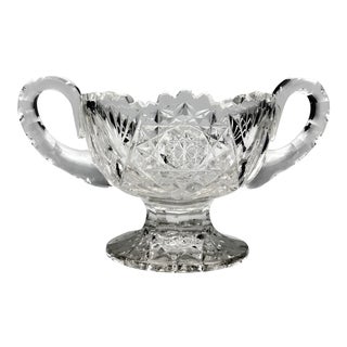 Late 19th Century American Brilliant Period Cut Crystal Pedestal Sugar Bowl For Sale