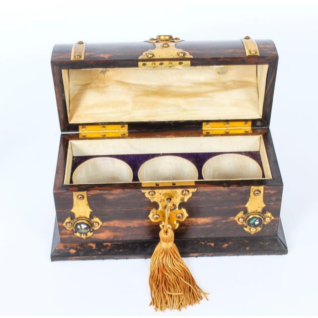 Metal 19th Century Coromandel & Brass Mounted Scent Bottle Box, Set of 4 For Sale - Image 7 of 13