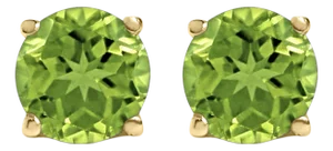 14K Yellow Gold 5X5MM Round Green Peridot Solitaire Stud Earrings