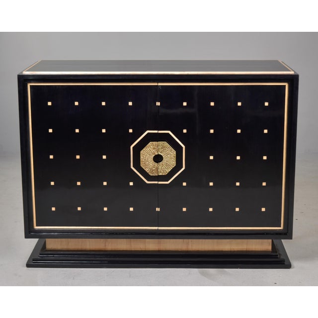 1980s Italian 1980s Deco Inspired Black and Birch Cabinet For Sale - Image 5 of 12