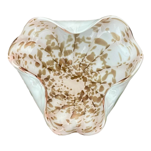 1960's Sommerso Murano White Cased Gold Inclusion Art Glass Bowl, Italy