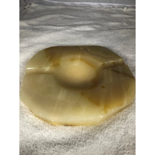 Vintage Hand Carved Onyx Caramel Ivory Ashtray, Mexico For Sale In Sacramento - Image 6 of 12