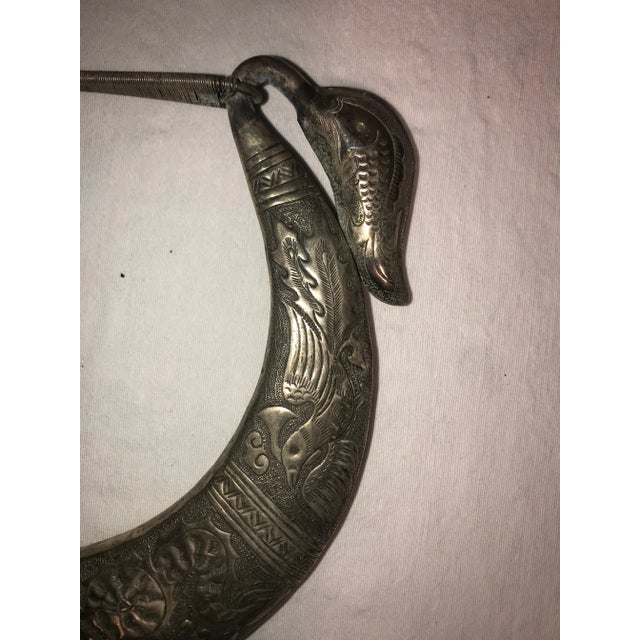 Rustic Chinese Silver Ceremonial Artifact With Bird Motif For Sale - Image 3 of 4