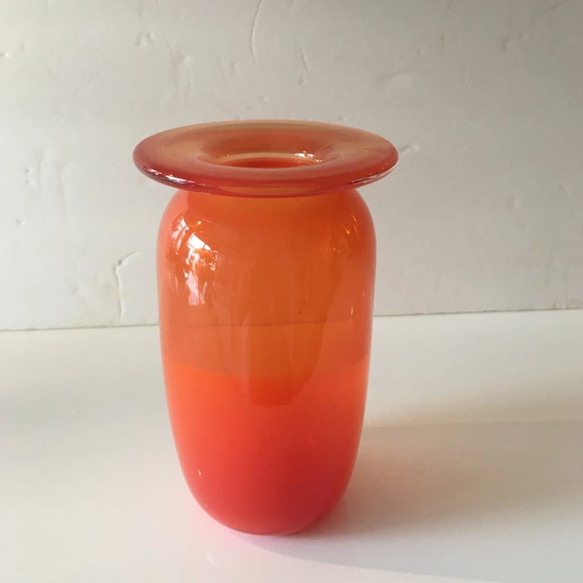 Orange Hand - Blown Art - Glass Vase For Sale - Image 9 of 9