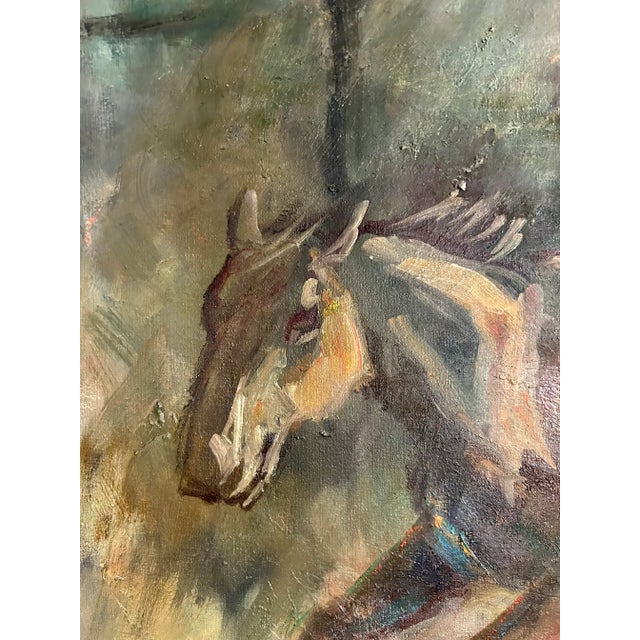 Gray Inspired by Ralph Lauren, Original Galloping Horses Oil on Canvas, Signed by Artist For Sale - Image 8 of 12