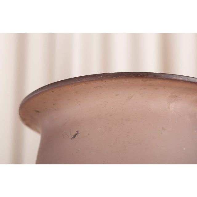 Mid-Century Modern Vintage Frosted Purple Glass Vase on Blue-Green Foot For Sale - Image 3 of 10