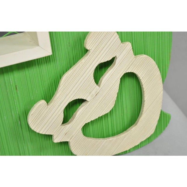 Wood Vintage Mid Century Modern Green Theater Mask Shadowbox Wall Pocket Shelf - Pair For Sale - Image 7 of 17